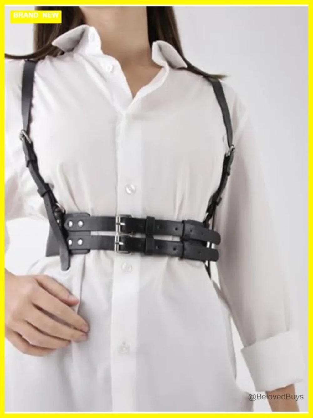 Women's Faux Leather Punk Harness Belt Adjustable Waist Gothic Body Harness Top